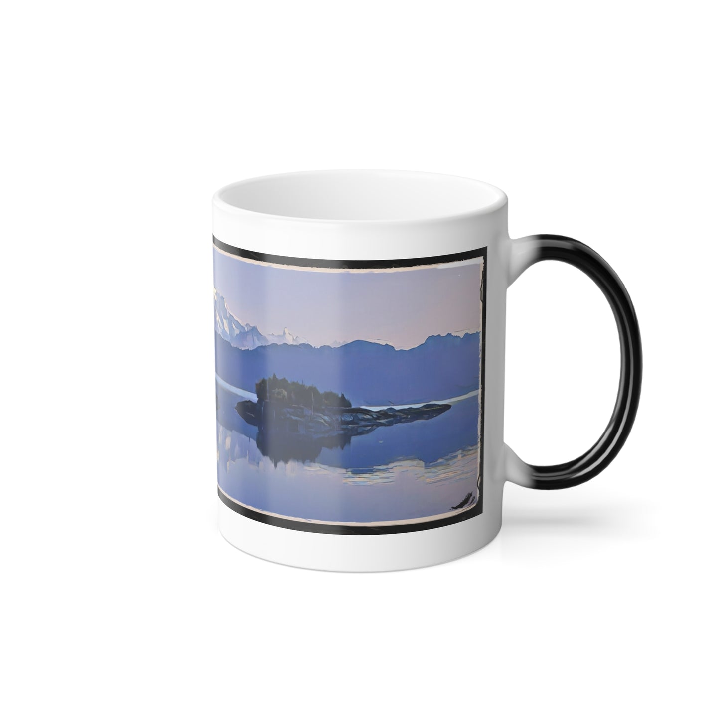 Heat Color-Changing Mug – Mountain Ocean Glacier Abstract Reflection (11 oz)