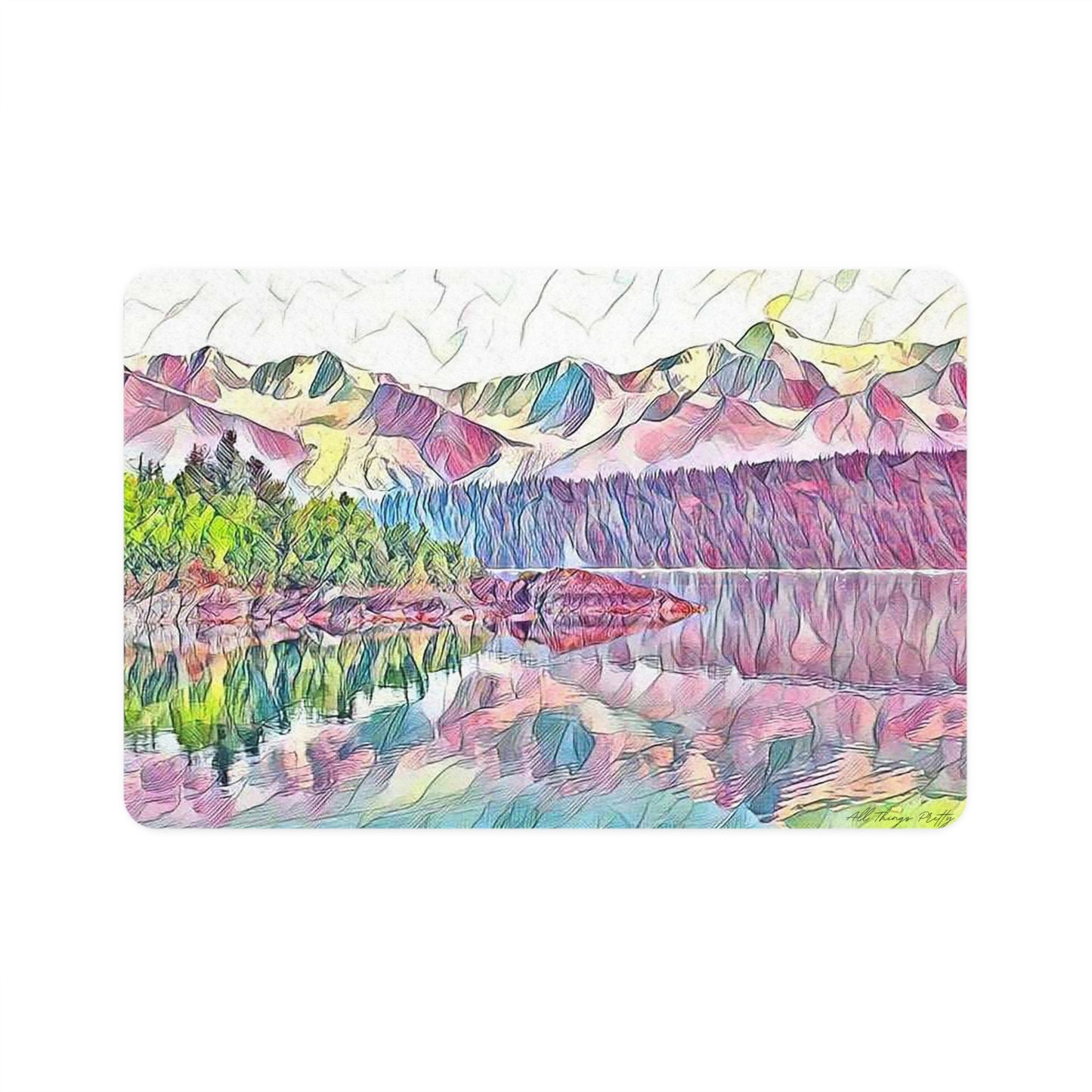 Pet Food Mat (12x18) Oceans & Mountains