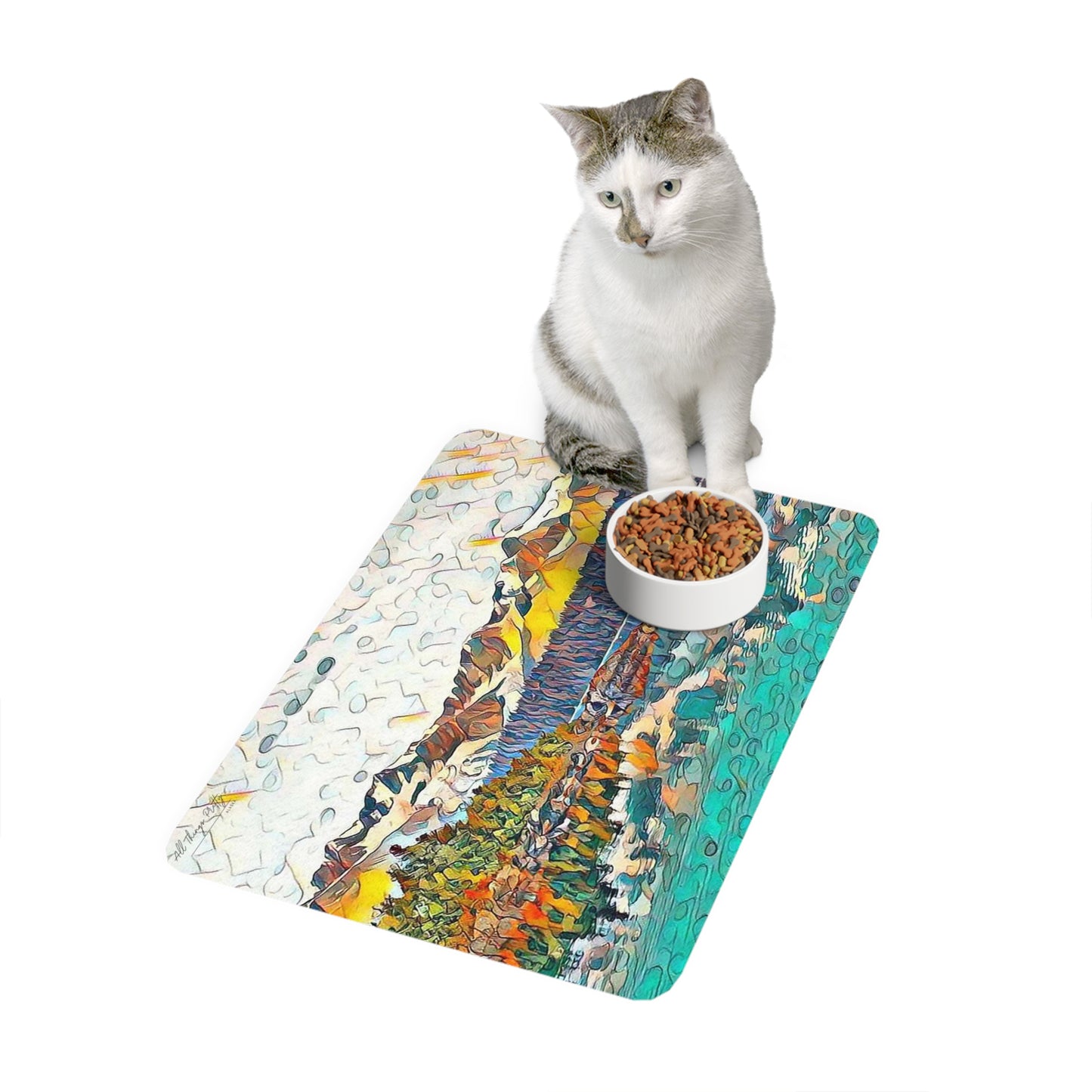 Pet Food Mat (12x18) Autumn Oceans & Mountains