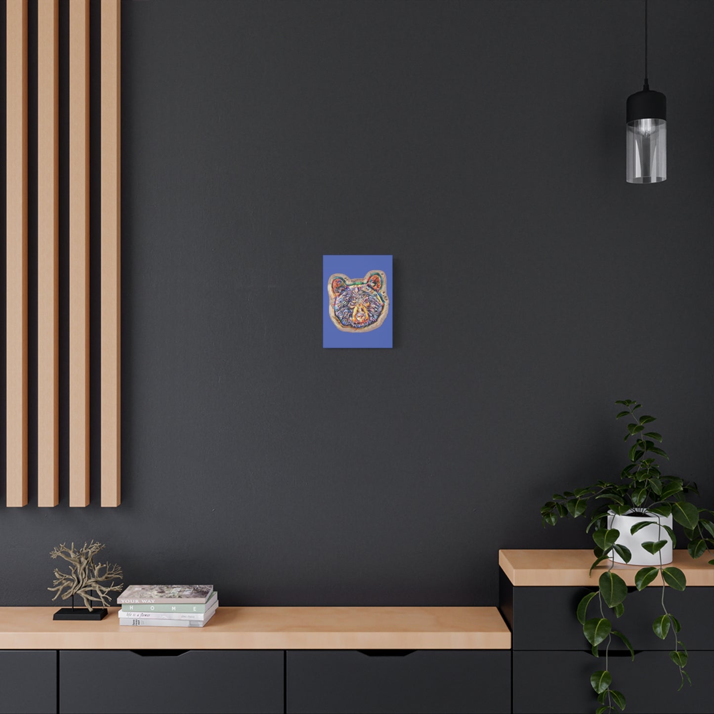 Colorful Bear Rustic Boho Wall Art — Vibrant Animal Portrait on Matte Stretched Canvas