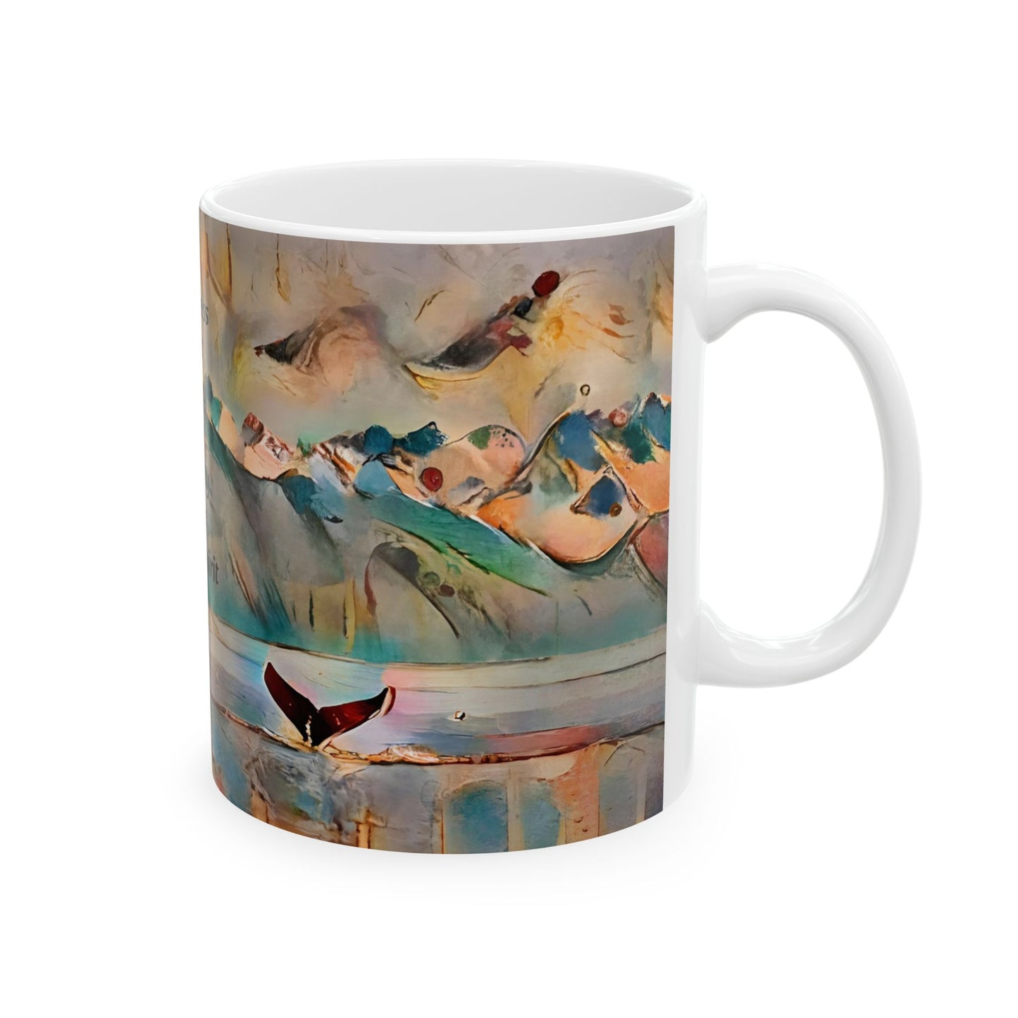 Wilderness Whale Quote Mug — "Wilderness is not a luxury but a necessity of the human spirit" Ceramic Coffee Cup (11oz/15oz) Lefty Righty