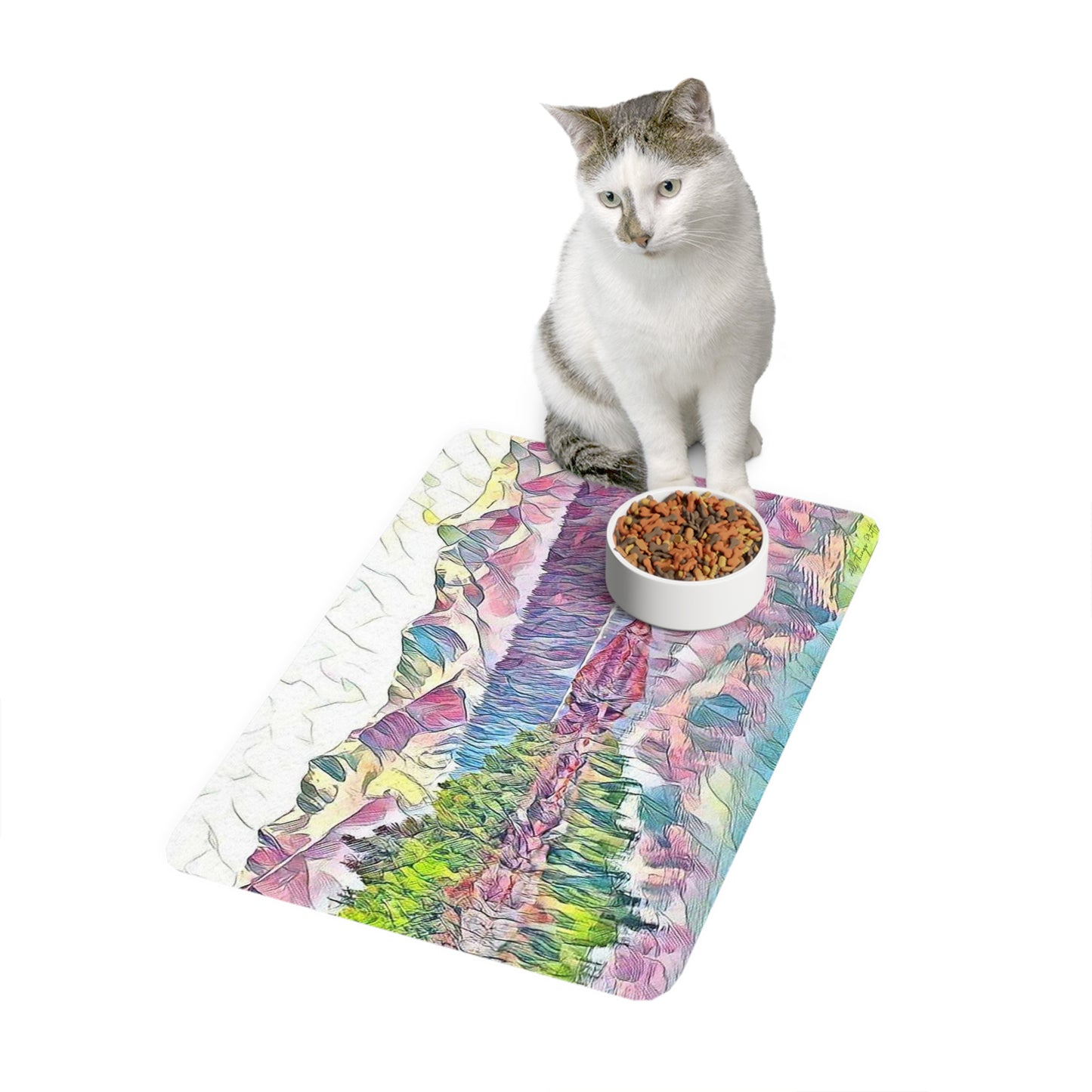 Pet Food Mat (12x18) Oceans & Mountains