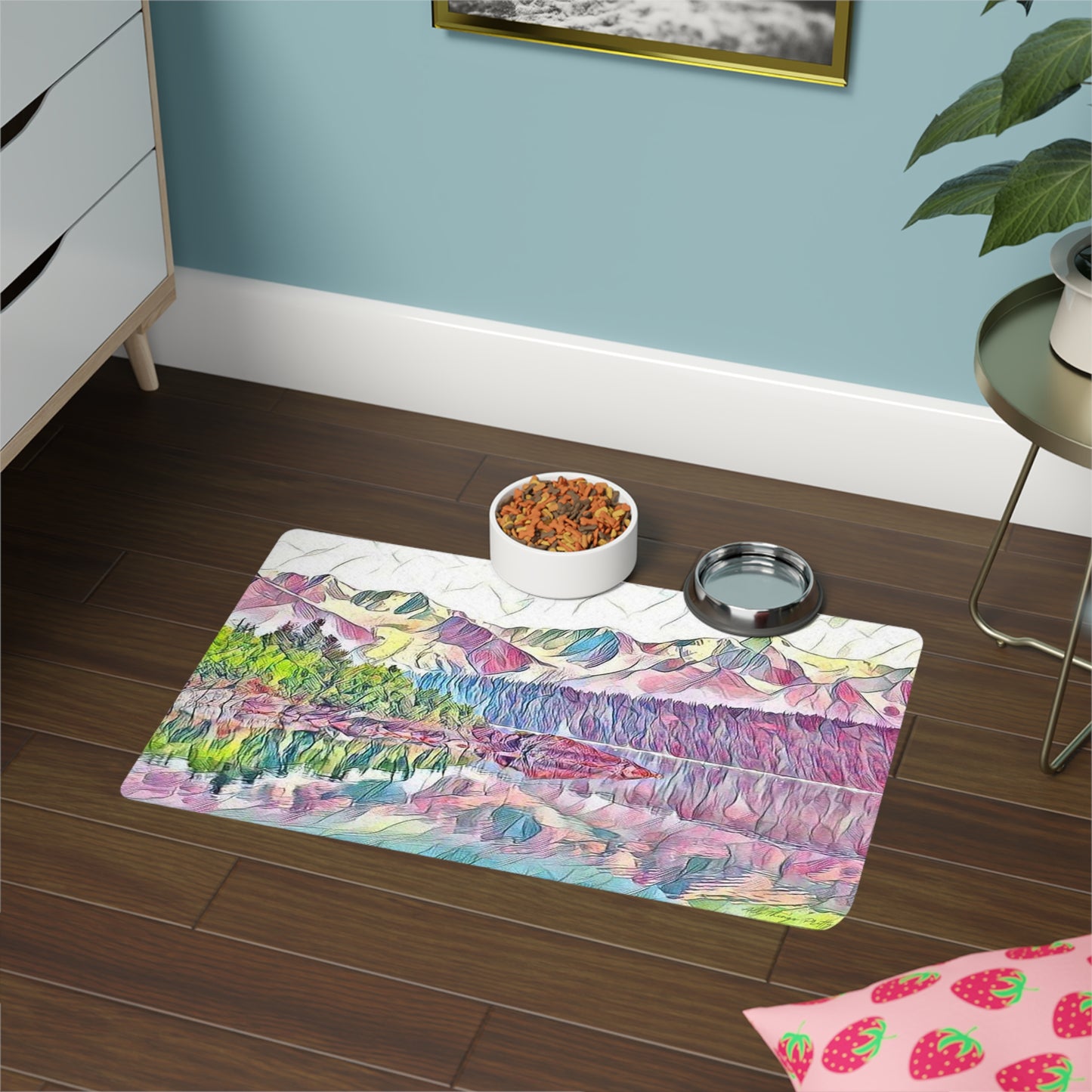 Pet Food Mat (12x18) Oceans & Mountains