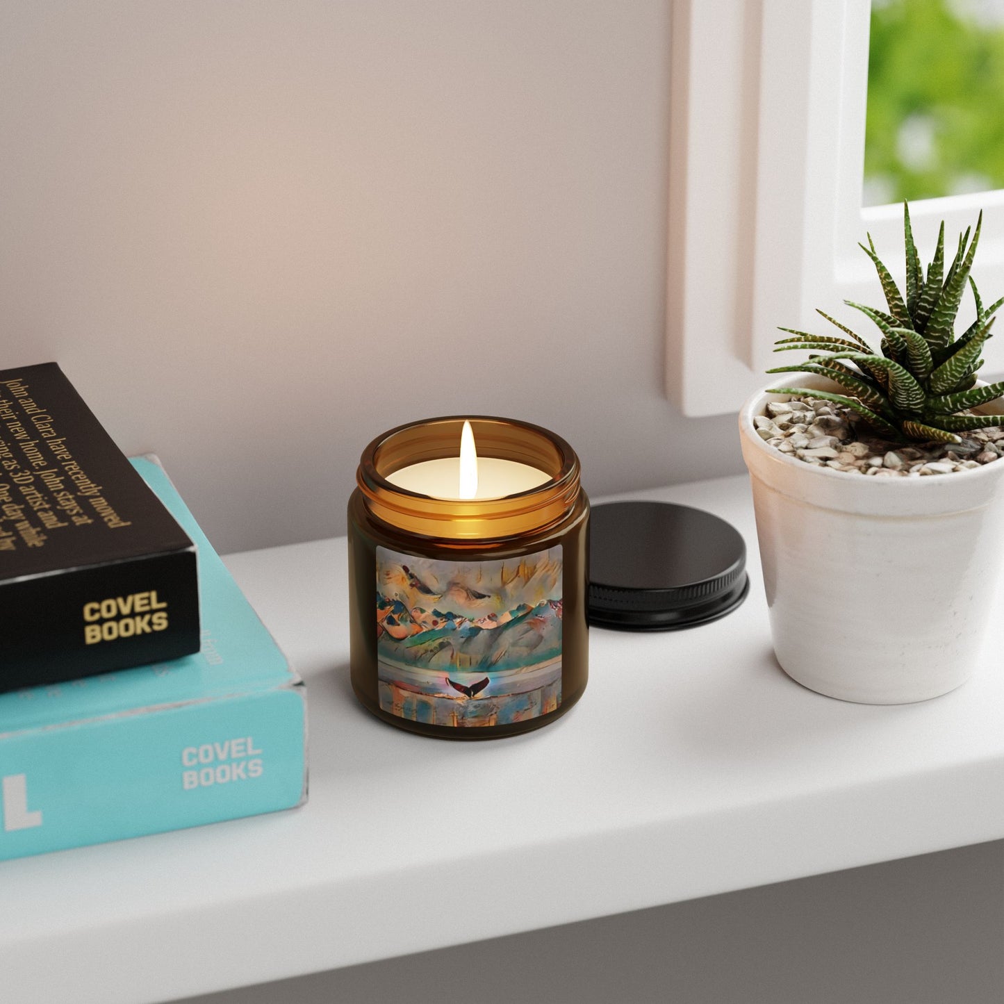 Amber Jar Soy Scented Candle — Abstract Whale Boho Rustic Wilderness