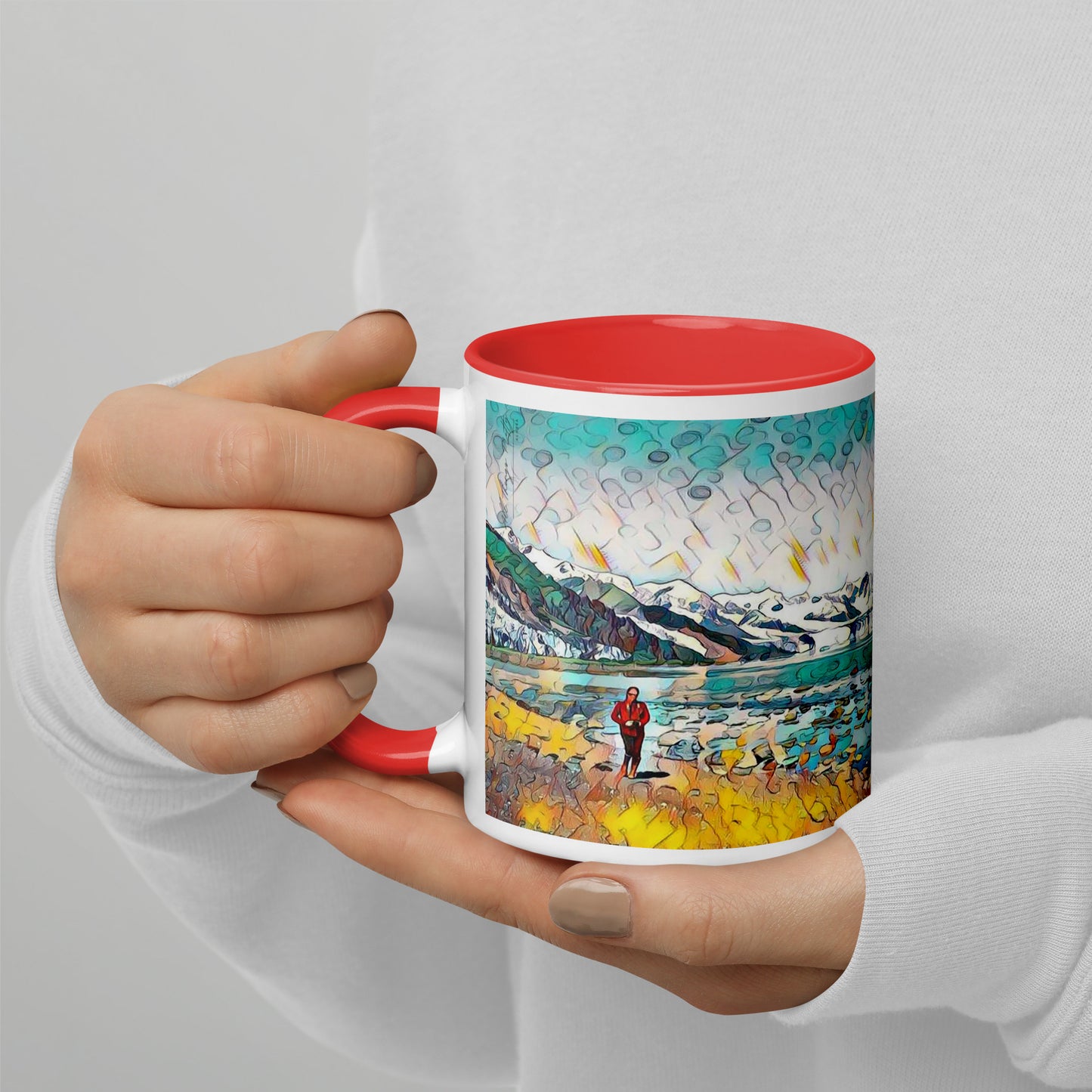 Mug with Color Inside, Beach Stroll