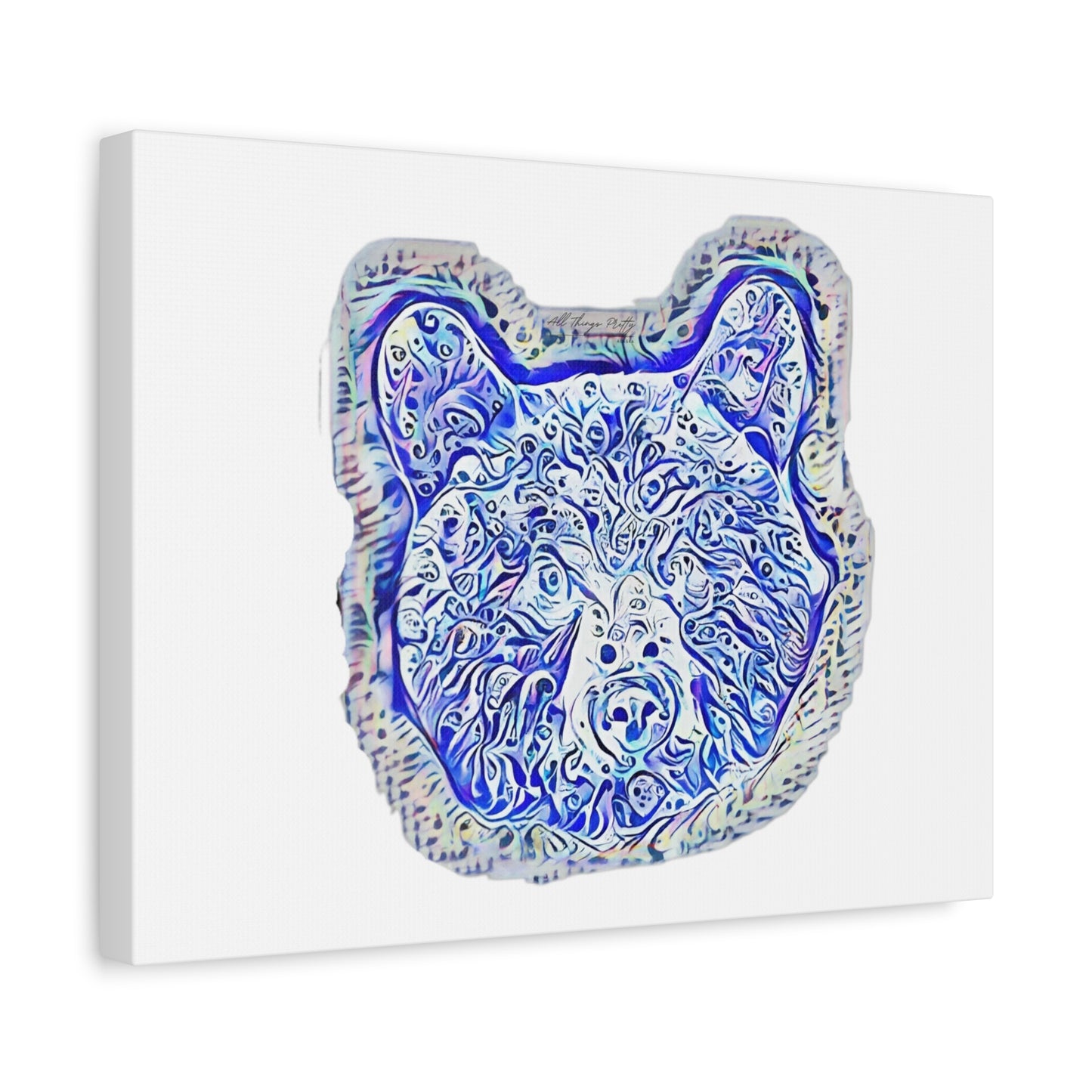 Blue Spirit Bear Canvas Wall Art — Abstract Watercolor Rustic design