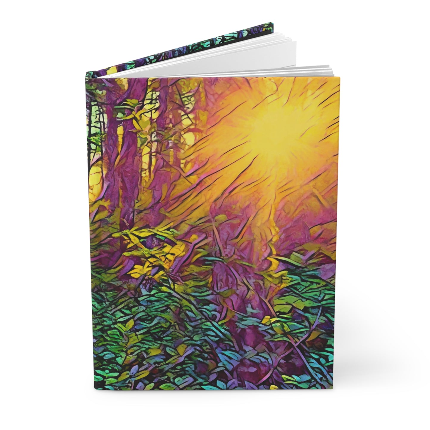 Sunlit Forest Wilderness Hardcover Journal — Vibrant Nature 150pg Notebook