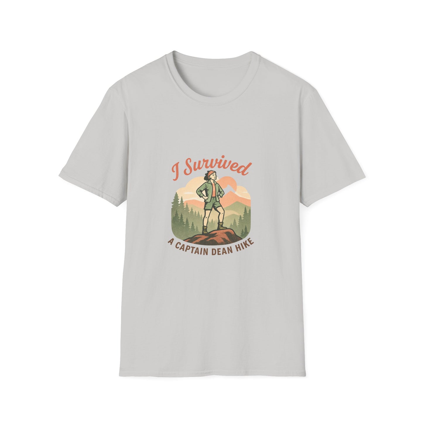 "I Survived A Captain Dean Hike" T-Shirt — Funny Hiking Tee for Outdoor Enthusiasts