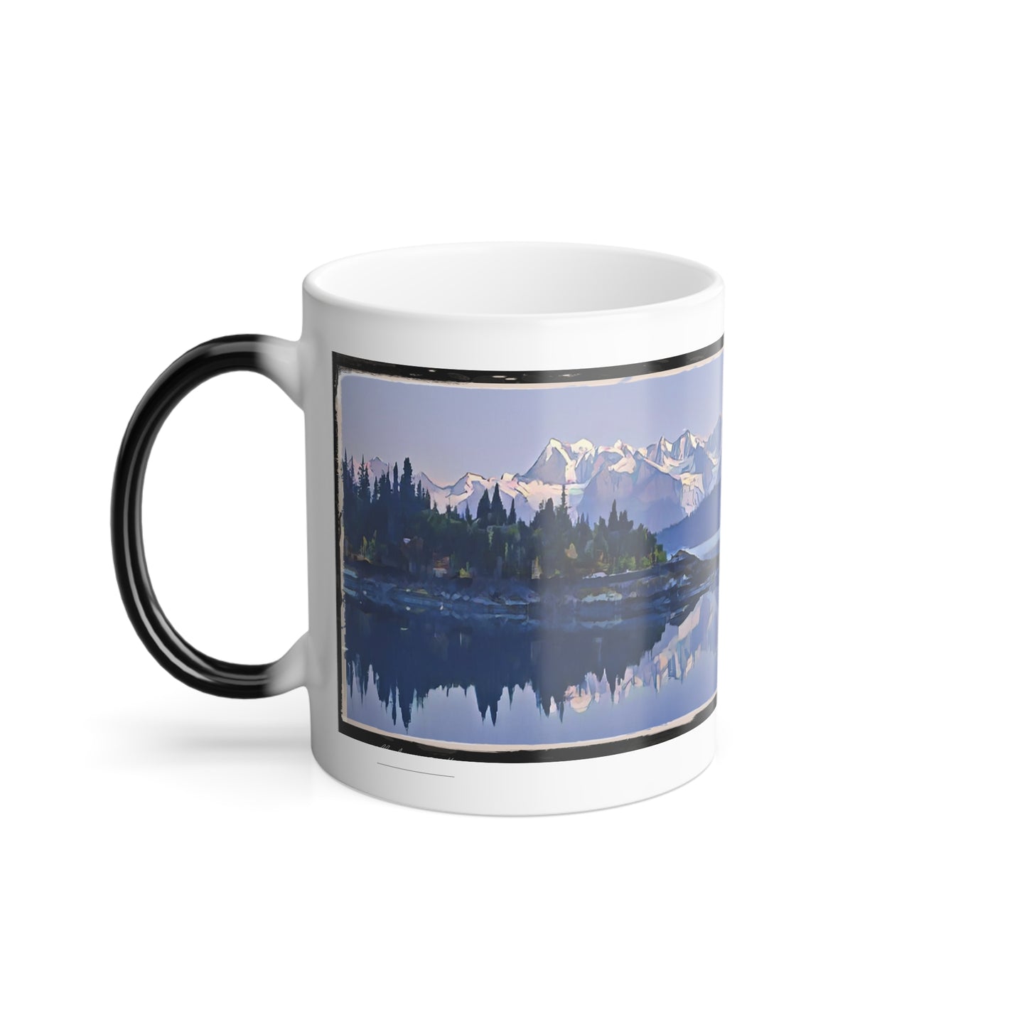 Heat Color-Changing Mug – Mountain Ocean Glacier Abstract Reflection (11 oz)