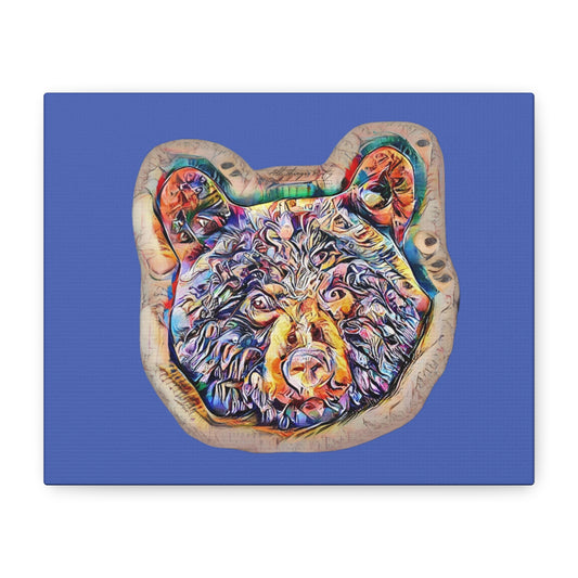 Colorful Bear Rustic Boho Wall Art — Vibrant Animal Portrait on Matte Stretched Canvas