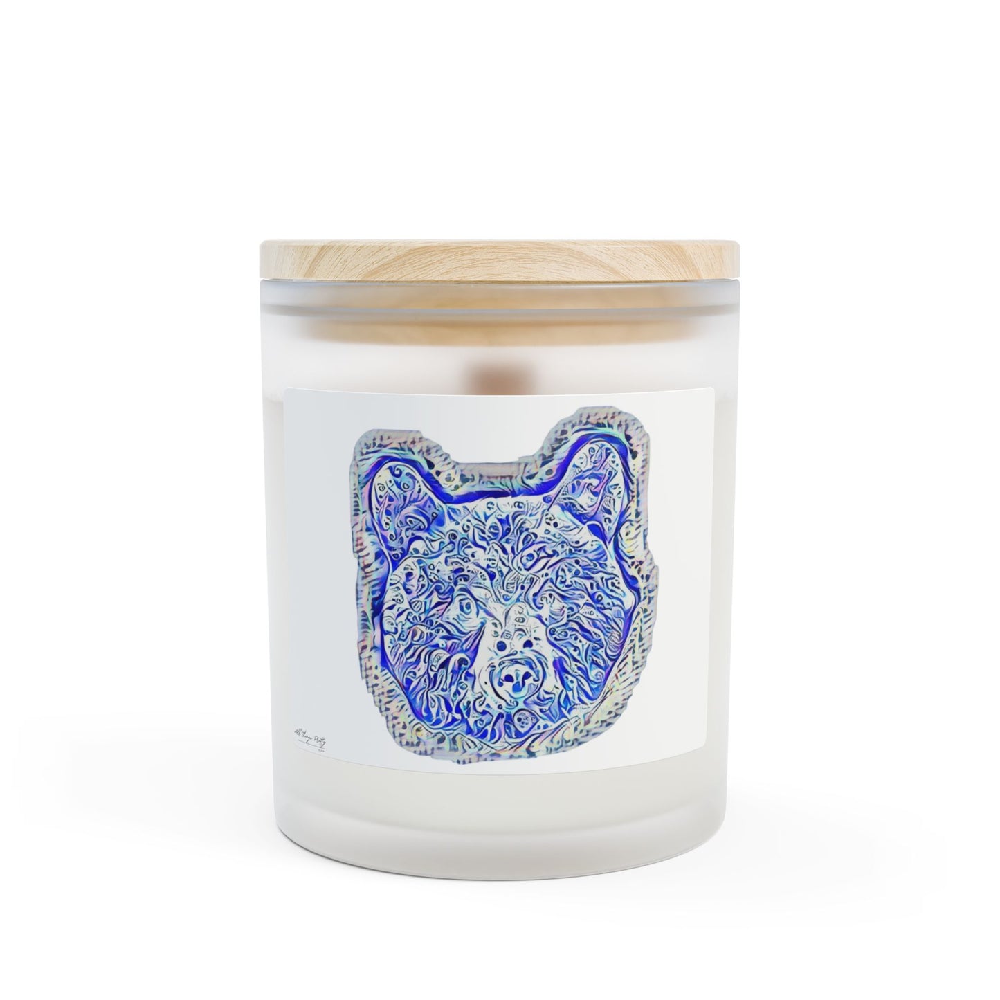 Spirit Bear Frosted Glass Scented 11oz Candle — Boho Rustic Abstract Wildlife Art