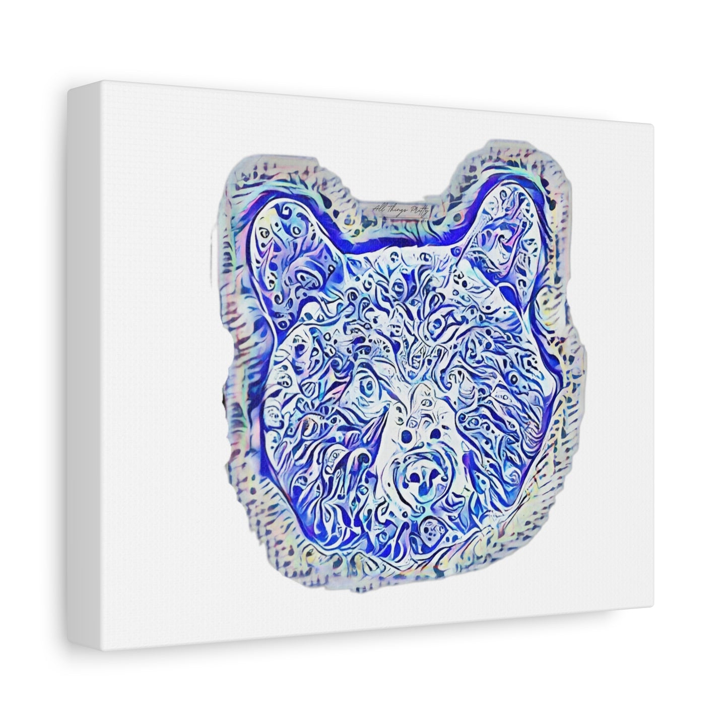 Blue Spirit Bear Canvas Wall Art — Abstract Watercolor Rustic design
