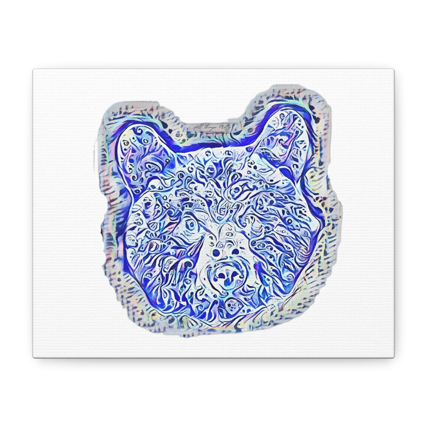 Blue Spirit Bear Canvas Wall Art — Abstract Watercolor Rustic design