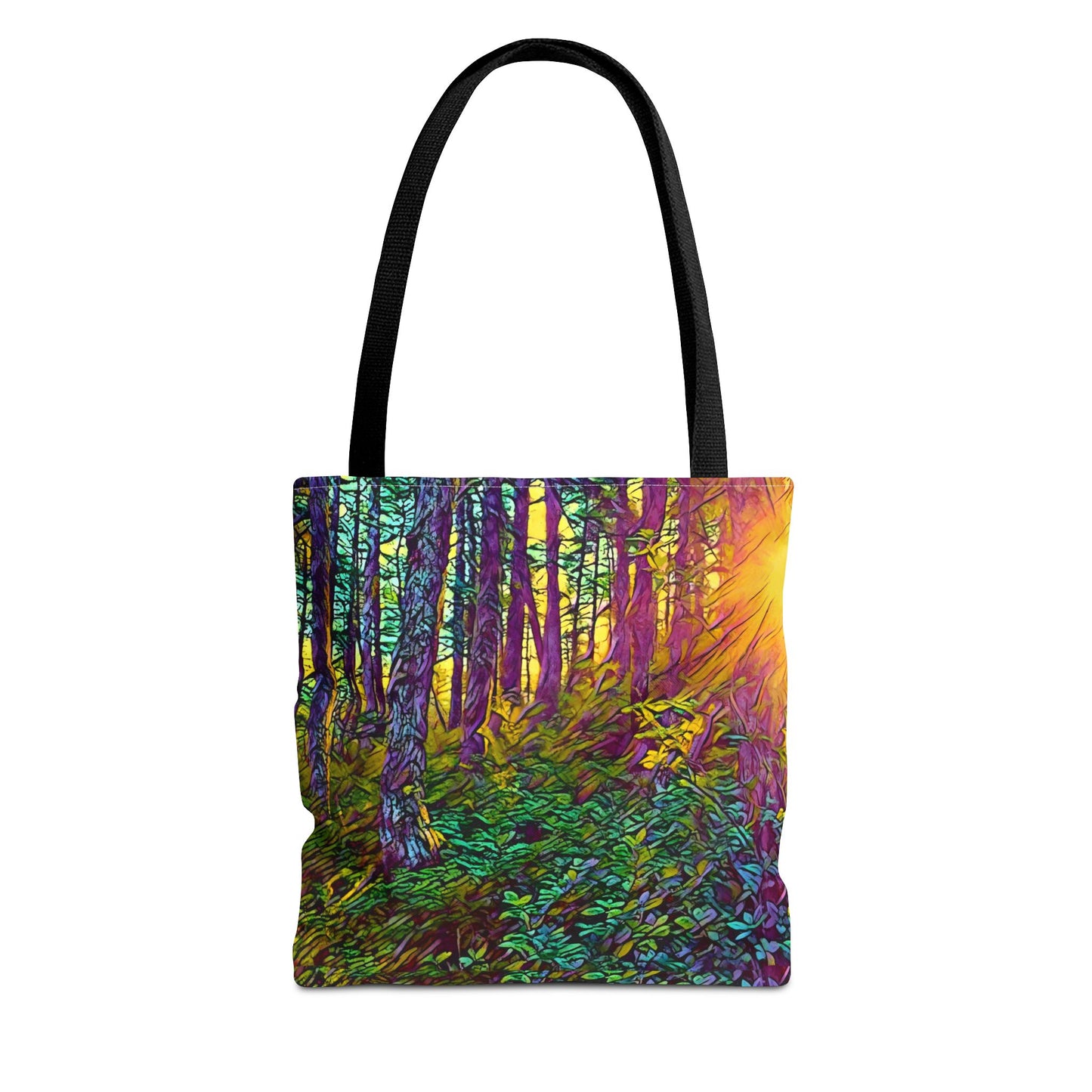 Sunlit Forest Tote Bag — Vibrant Nature Wilderness Abstract Art