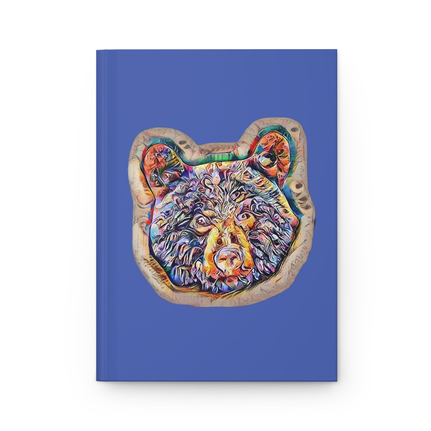 Colorful Bear Abstract Wilderness Art Journal — Blue Hardcover Matte Notebook 150pg
