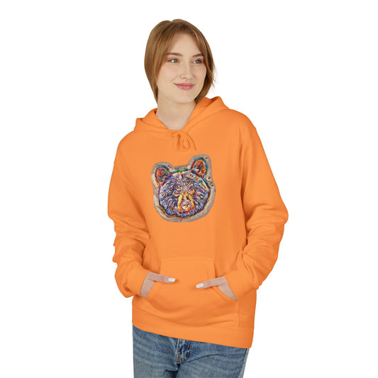 Colorful Abstract Bear Art, Medium Weight Fleece Hoodie