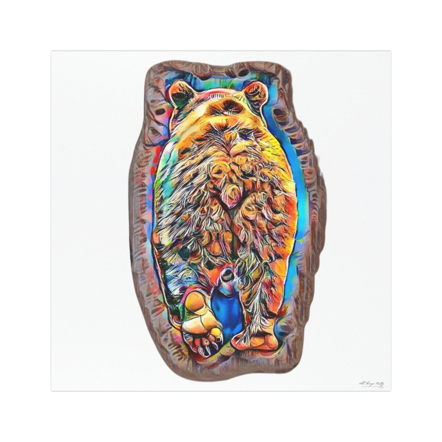 Car Magnet Colorful Bear Walking Away – Vibrant Wildlife Vehicle Decal