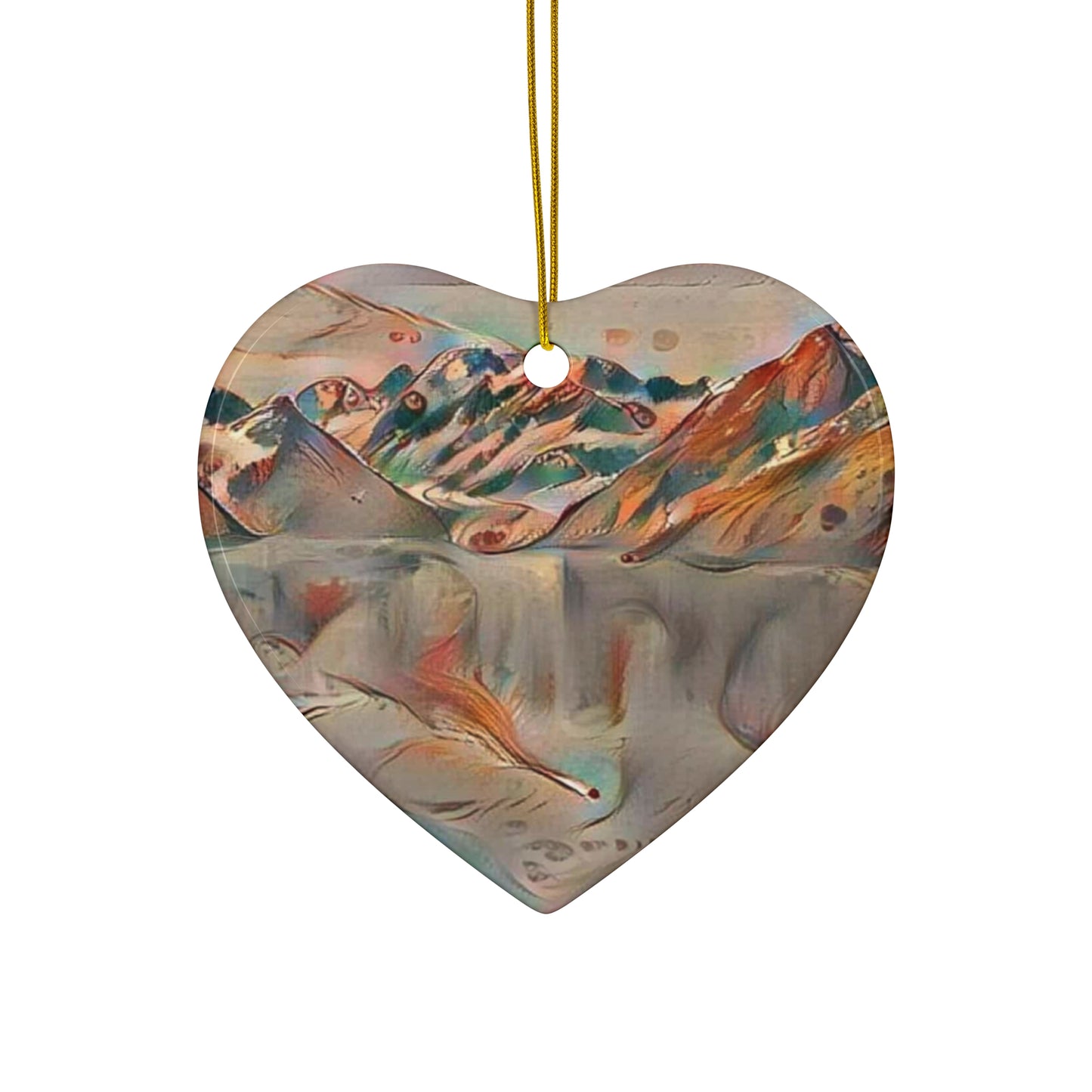 Abstract Mountain Glacier Ceramic Ornament — Holiday Decoration