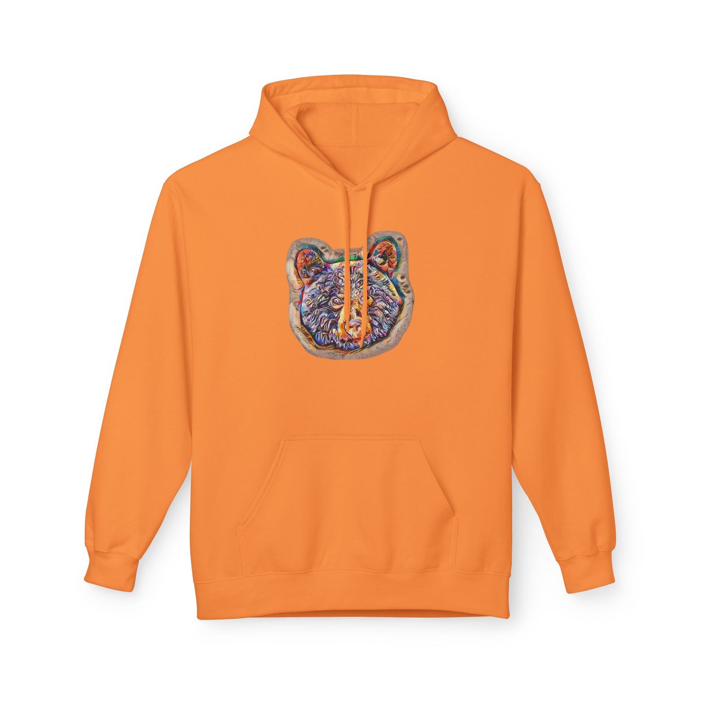 Colorful Abstract Bear Art, Medium Weight Fleece Hoodie