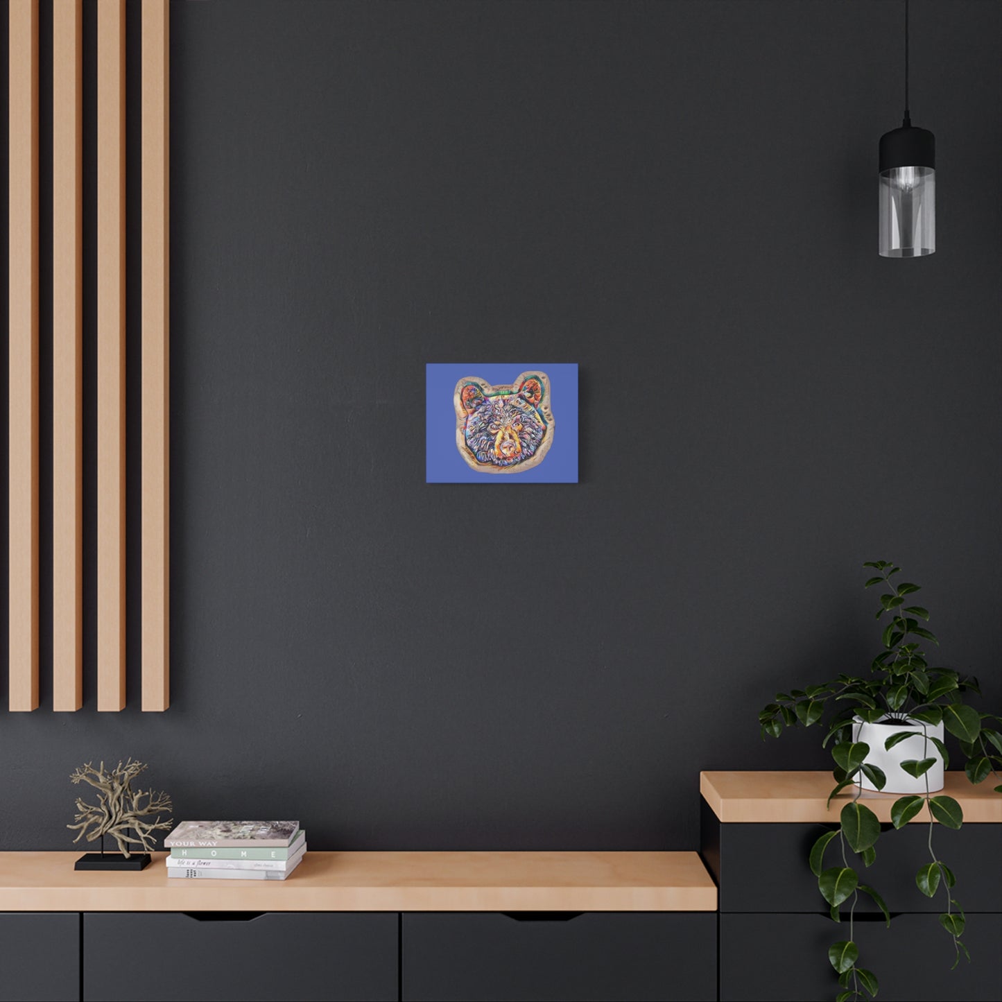 Colorful Bear Rustic Boho Wall Art — Vibrant Animal Portrait on Matte Stretched Canvas