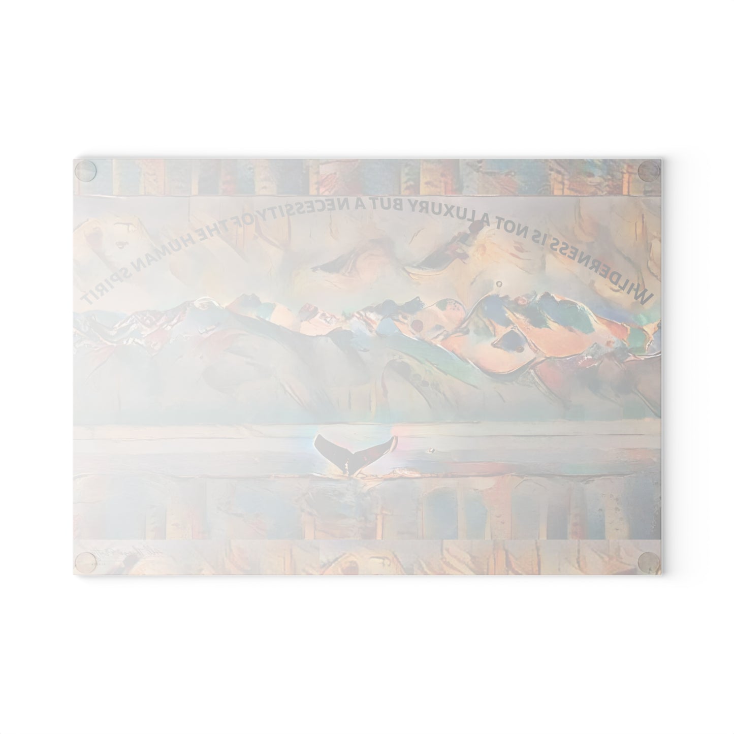 Glass Cutting Board — 'Wilderness Is Not A Luxury' Artistic Abstract Whale