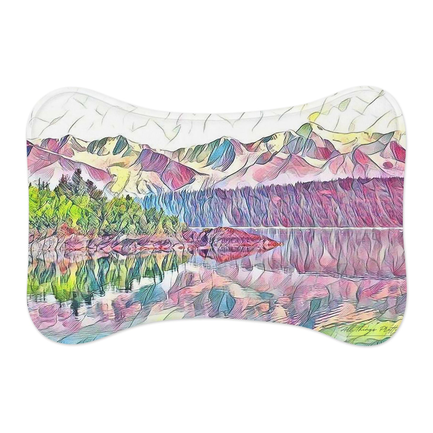 Pet Feeding Mats Oceans & Mtns