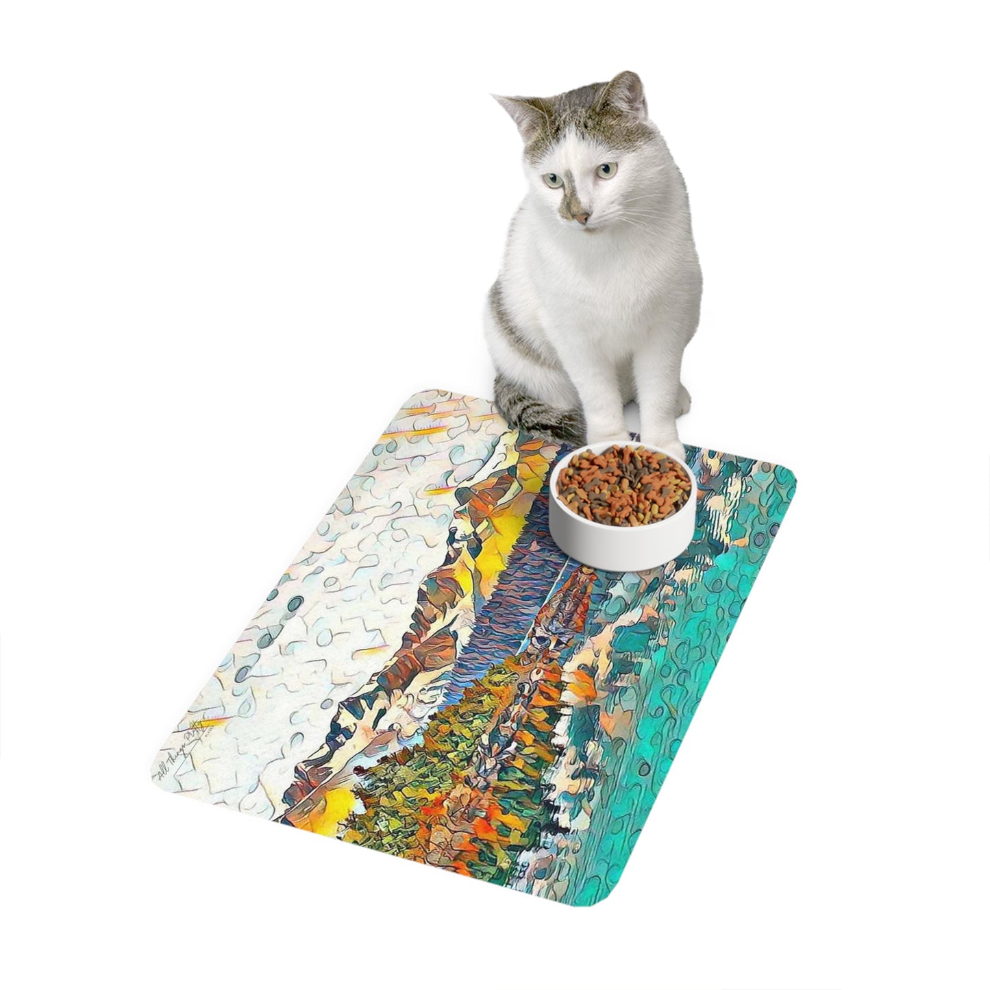 Pet Food Mat (12x18) Autumn Oceans & Mtns