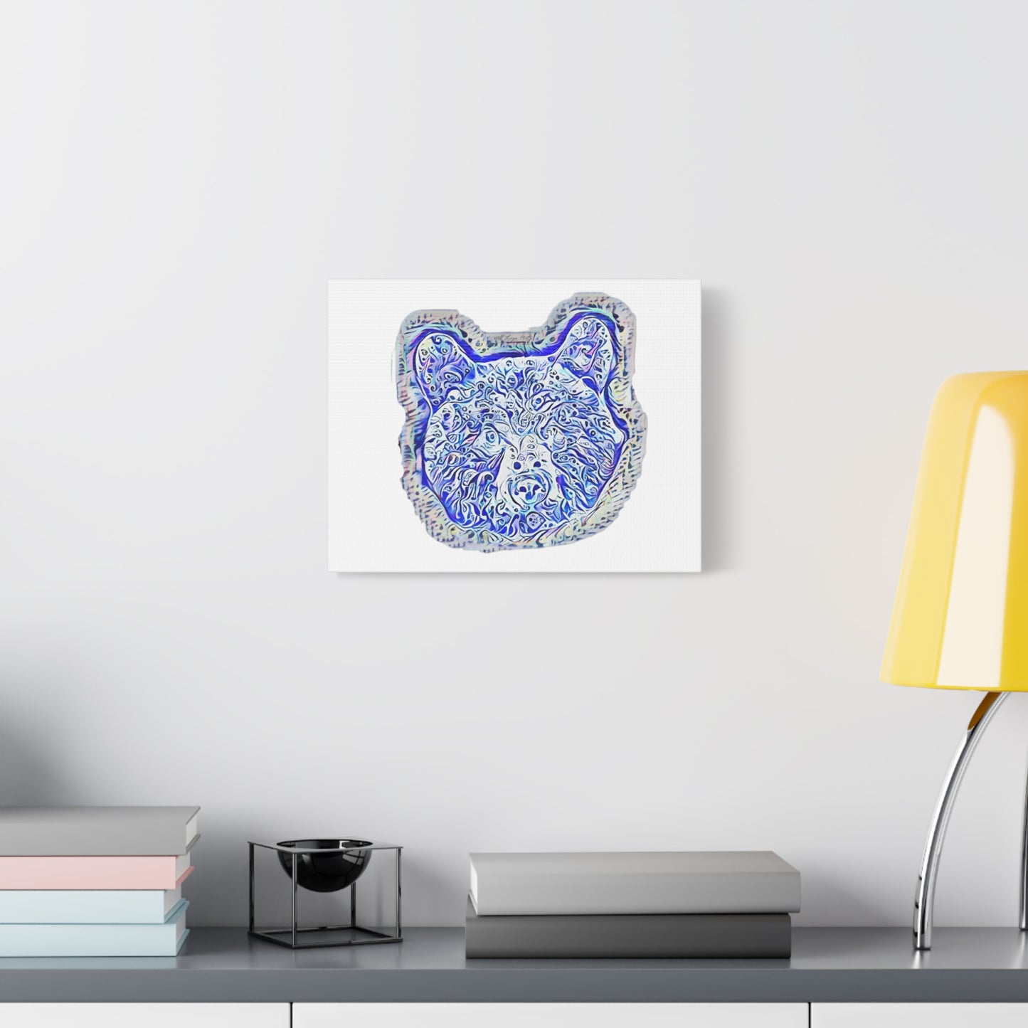 Blue Spirit Bear Canvas Wall Art — Abstract Watercolor Rustic design