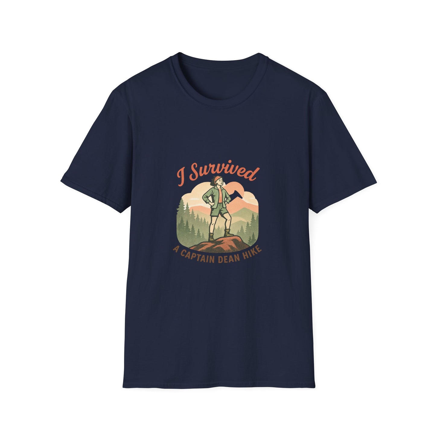 "I Survived A Captain Dean Hike" T-Shirt — Funny Hiking Tee for Outdoor Enthusiasts