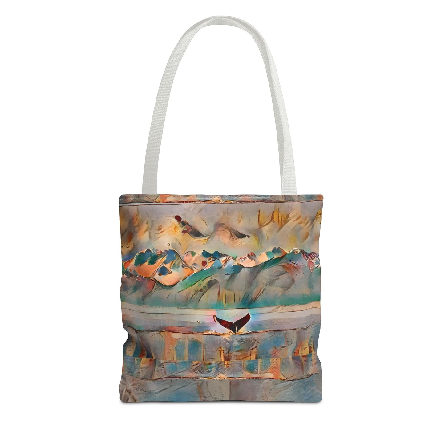 Whale Tail Abstract Rustic Boho Art Tote Medium