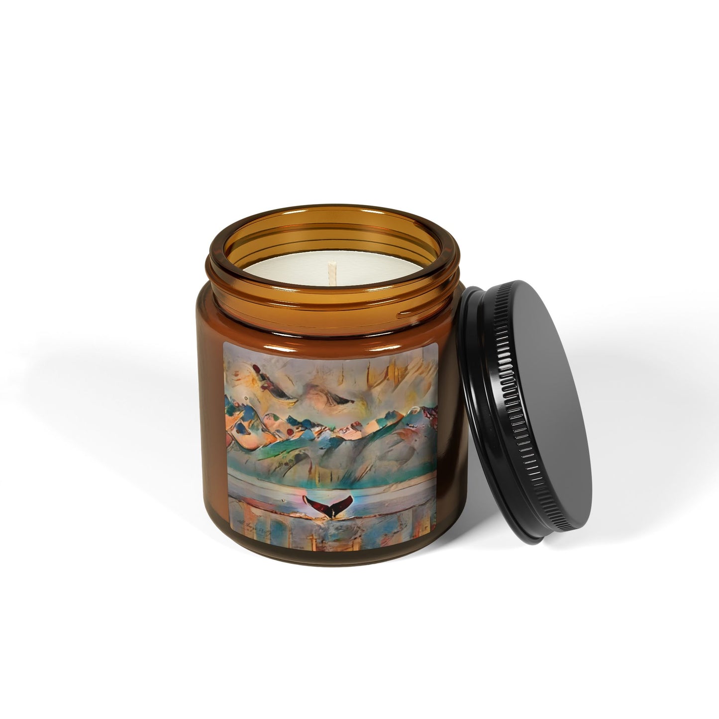 Amber Jar Soy Scented Candle — Abstract Whale Boho Rustic Wilderness