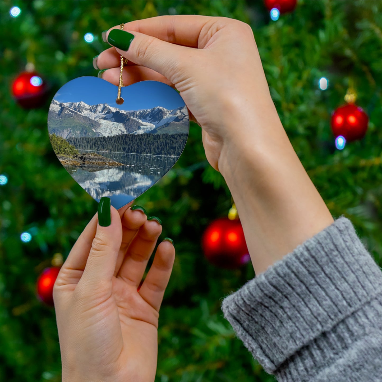 Mountain Ocean Alaska Ceramic Ornament