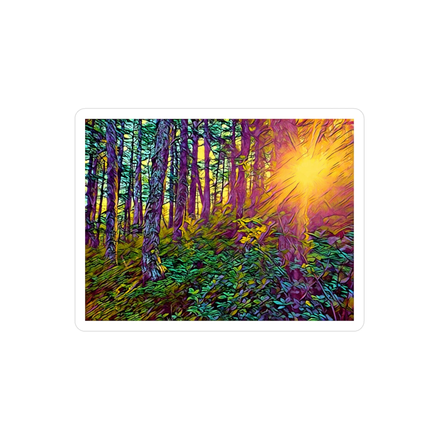 Sticker Forest Sunrise Vinyl Decal — Vibrant Woodland Sticker