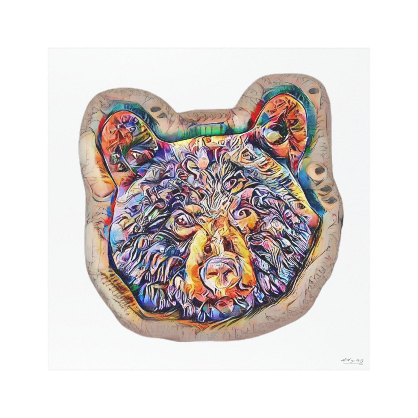 Car Magnet Colorful Bear Head — Tribal Abstract BohoAnimal Vehicle Decal
