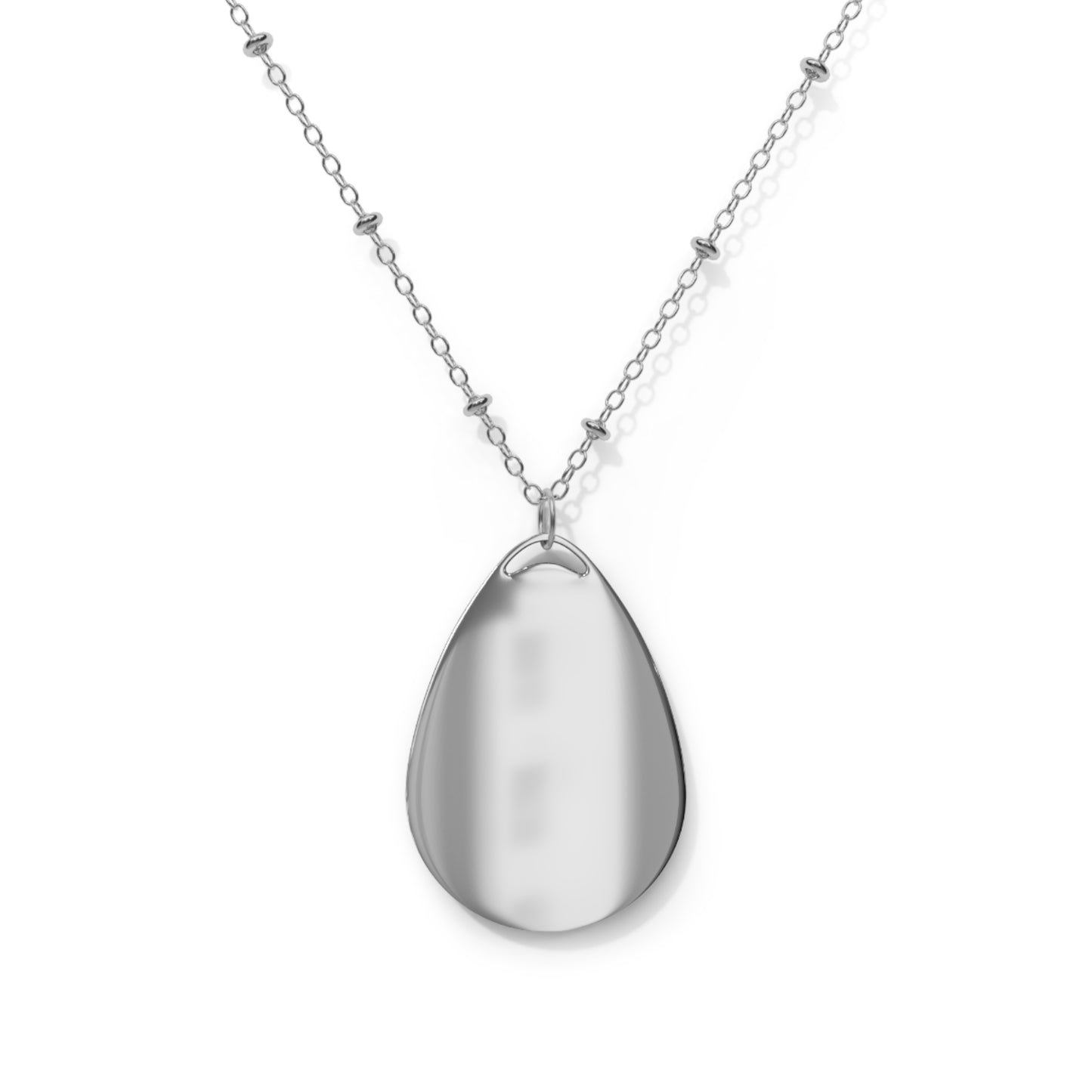 Forest Reflection Sunset Blue Oval Necklace — Teardrop Pendant