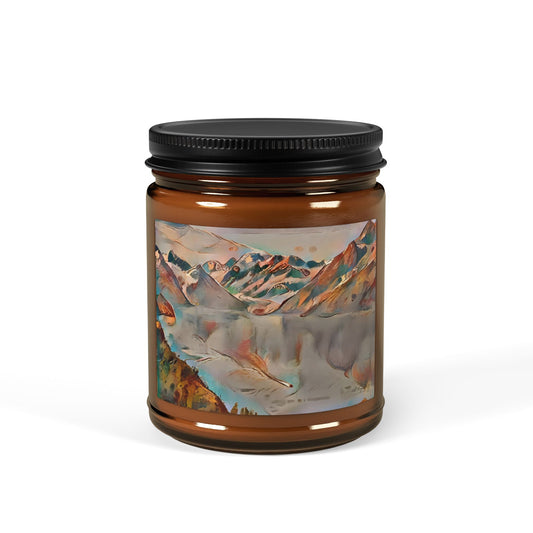 Amber Jar Soy Scented Candle — Abstract Glacier Mountain Scenery