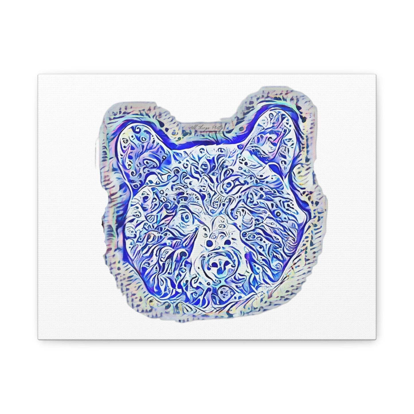 Blue Spirit Bear Canvas Wall Art — Abstract Watercolor Rustic design