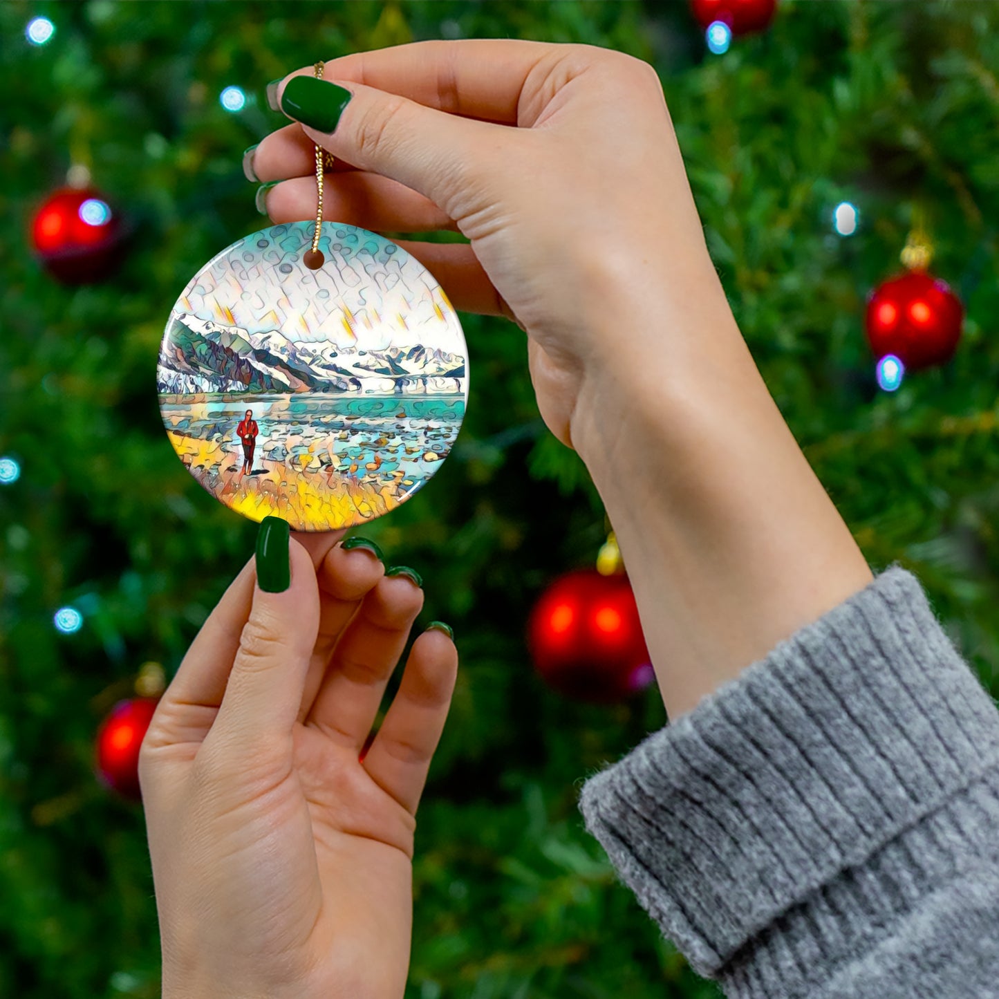 Glacier Beach Walk Ceramic Ornament, 4 Shapes