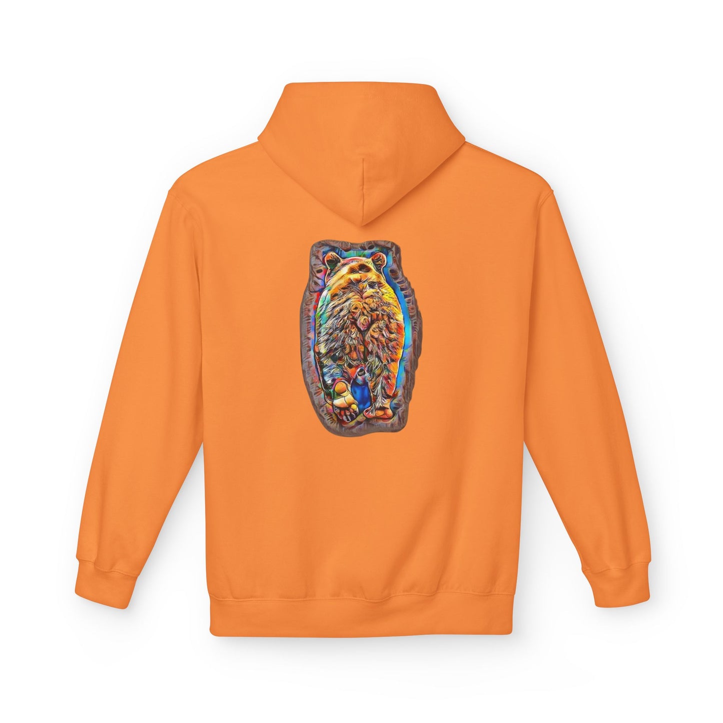 Colorful Abstract Bear Art, Medium Weight Fleece Hoodie