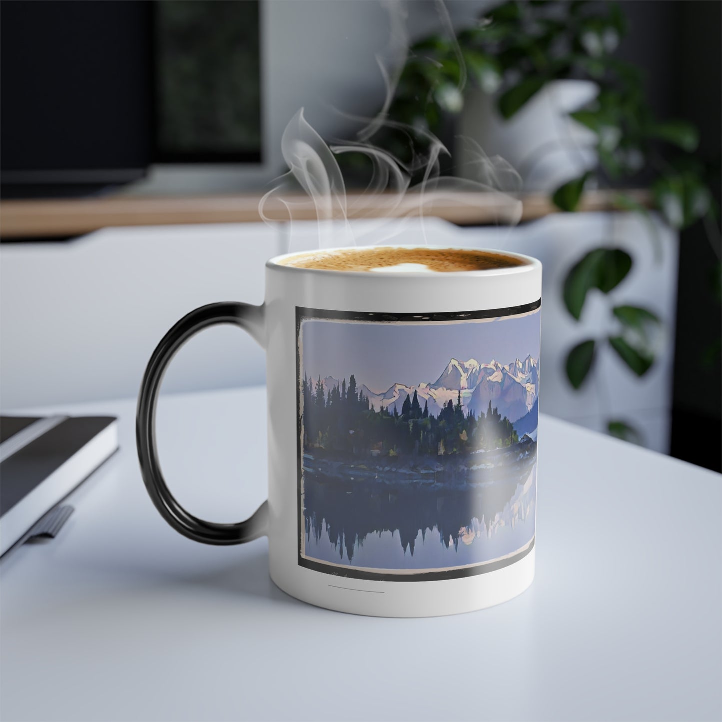Heat Color-Changing Mug – Mountain Ocean Glacier Abstract Reflection (11 oz)