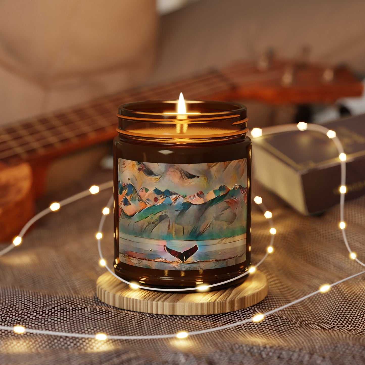 Amber Jar Soy Scented Candle — Abstract Whale Boho Rustic Wilderness