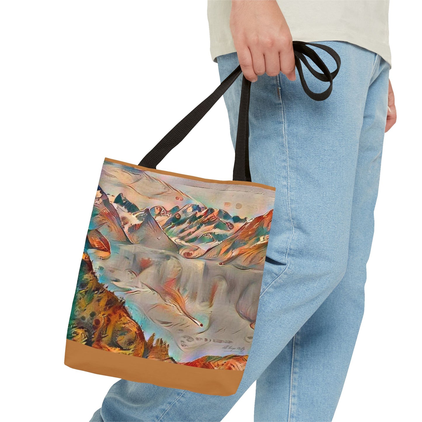 Mountain Glacier Abstract Boho Rustic Landscape Art Tote Bag