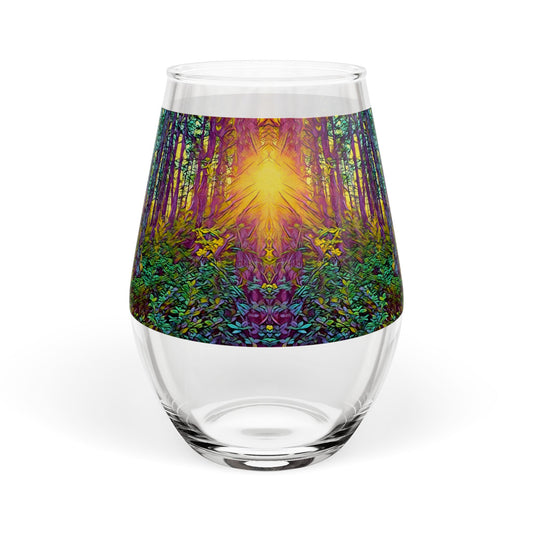Stemless 11.75oz Wine Glass — Sunlit Forest Wilderness