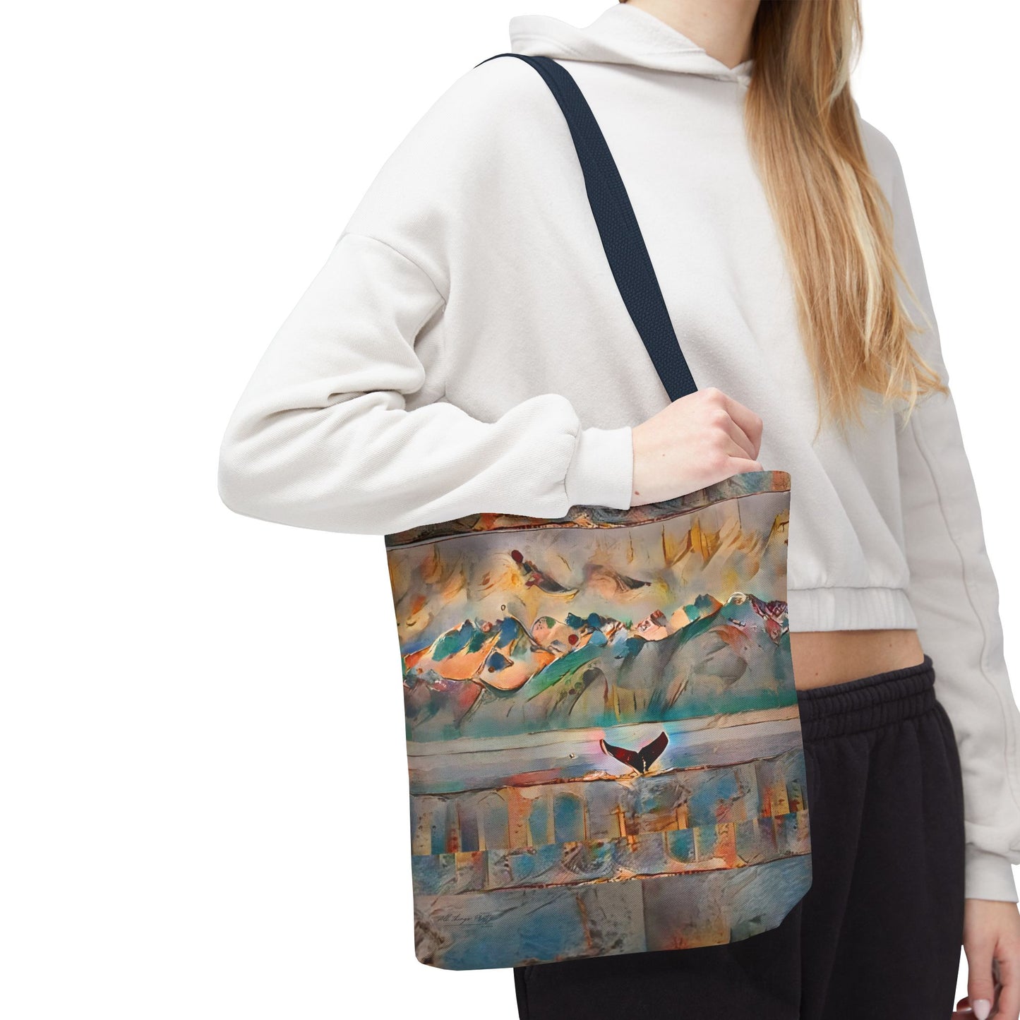 Whale Tail Abstract Rustic Boho Art Tote Medium