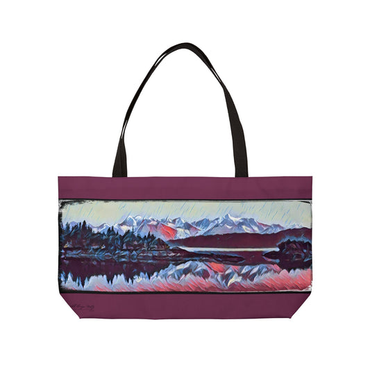 Mountain Glacier Reflection Large Tote Bag - Abstract Watercolor Nature Art
