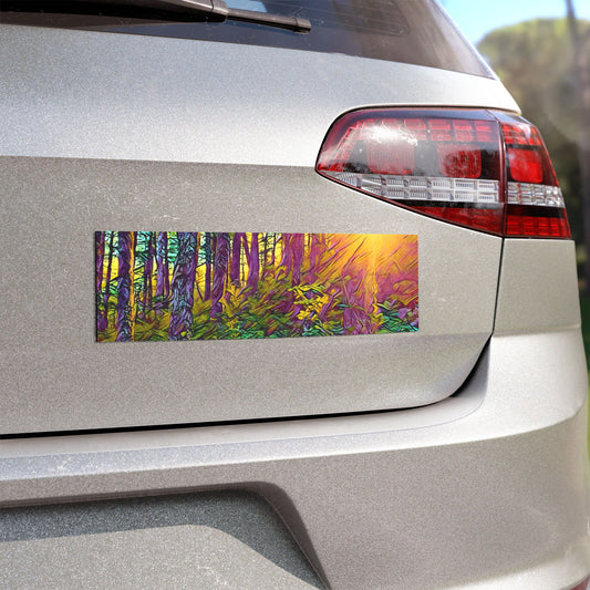 Car Magnet Sunlit Forest  — Vibrant Nature Scenic Car Decal