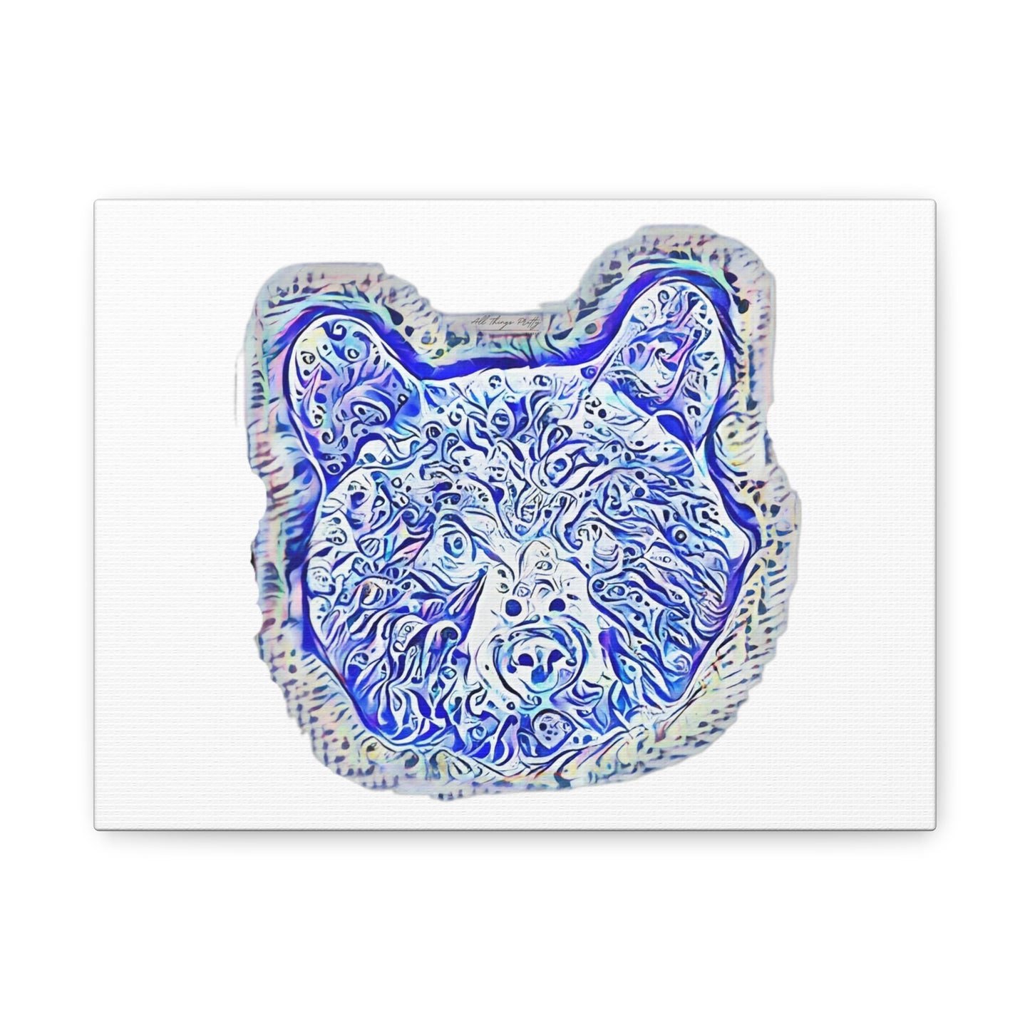 Blue Spirit Bear Canvas Wall Art — Abstract Watercolor Rustic design