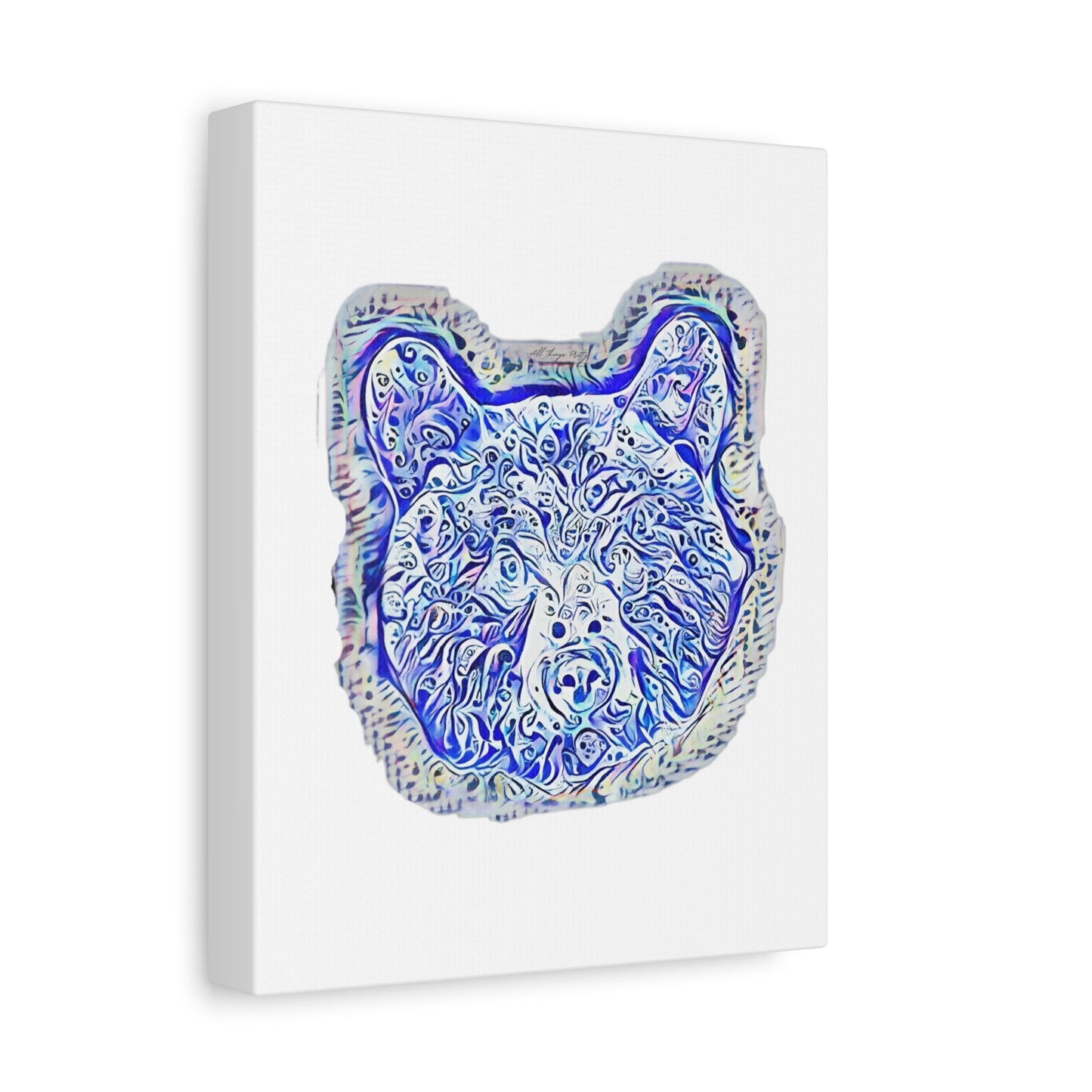 Blue Spirit Bear Canvas Wall Art — Abstract Watercolor Rustic design