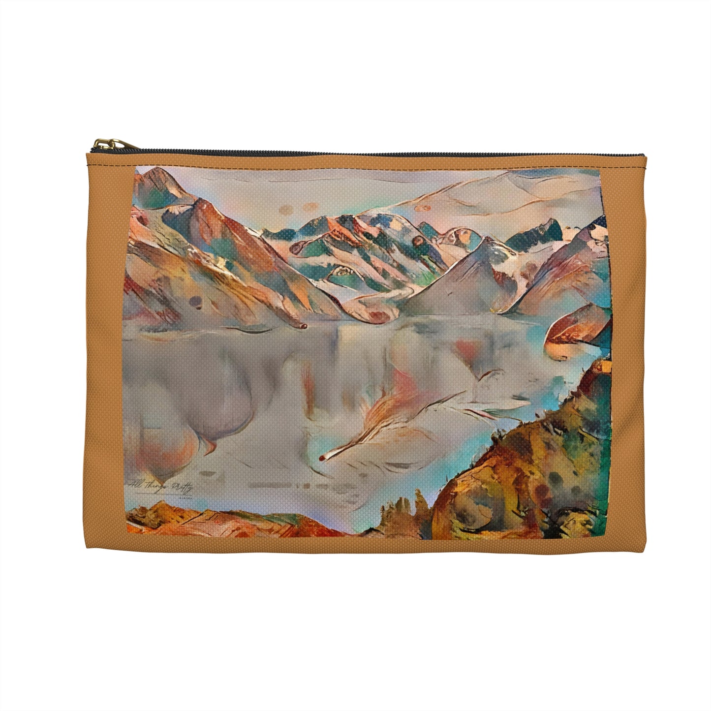 Mountain Glacier Scene Accessory Pouch — Colorful Scenic Zip Pocket