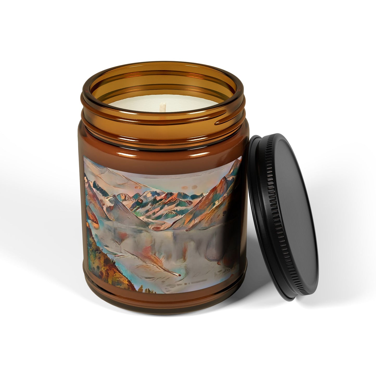 Amber Jar Soy Candle — Abstract Glacier Mountain Scenery Scented Candle